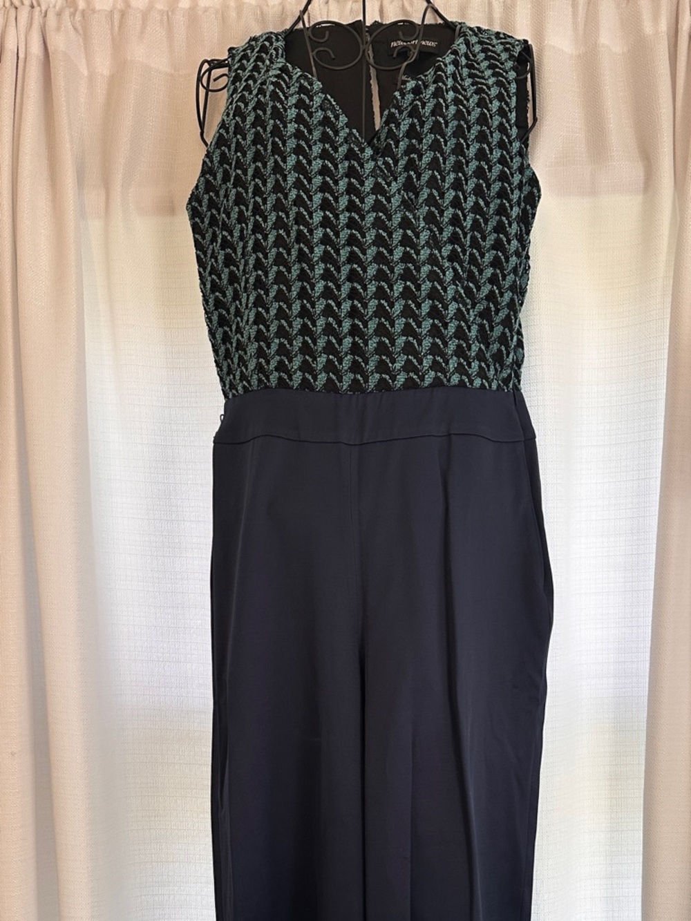 Newport News Navy and Teal Wide-Leg One Piece Pants Jumper